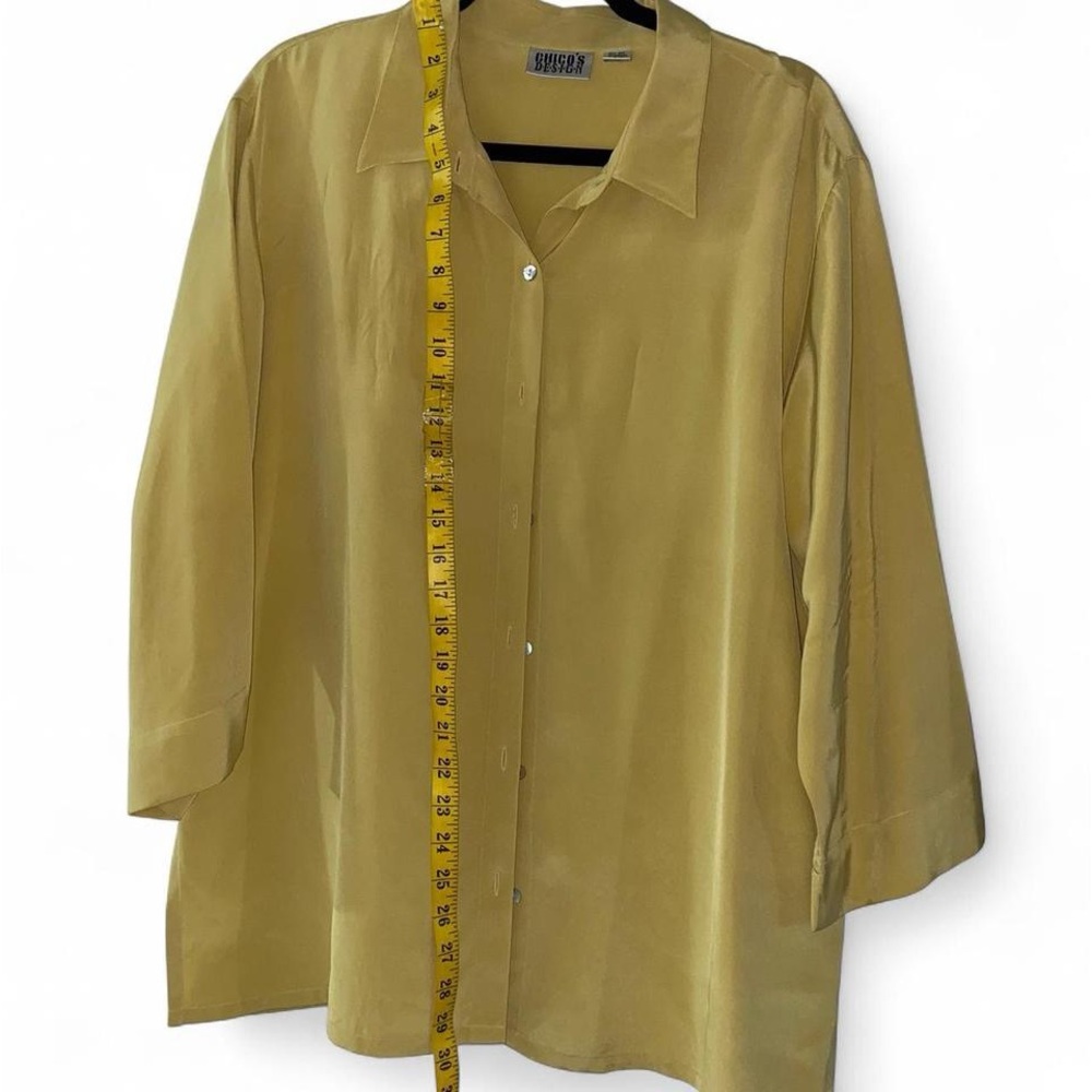 Chico's Design Light Yellow Silk Blend Blouse - Picture 2 of 5